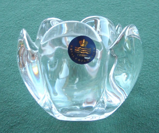 Danish Royal Copenhagen Crystal Glass Lotus flower Candle Holder
