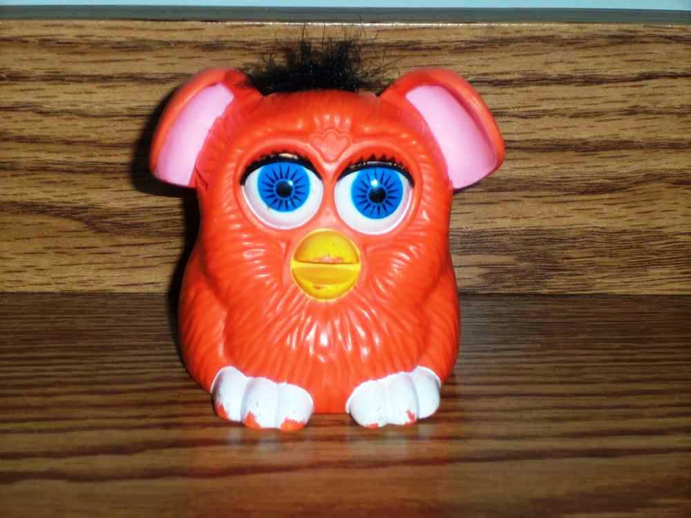 McDonald's Furbies Orange Furby with Black Hair PeekABoo 1998 Happy