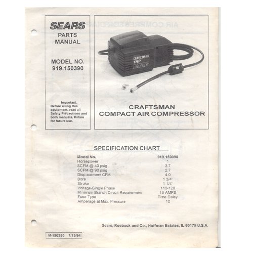 Original 1994 Sears Craftsman Compact Air Compressor Model