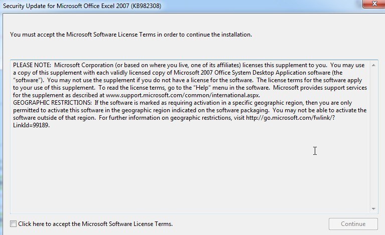 Download free Update for Microsoft Office Excel 2007.