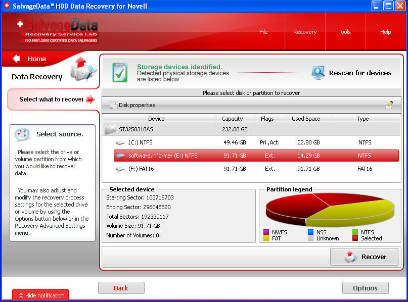 SalvageData Recovery for Novell download for free GetWinPCSoft