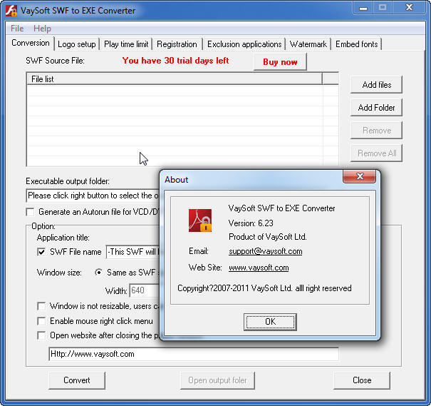 VaySoft SWF to EXE Converter download for free GetWinPCSoft