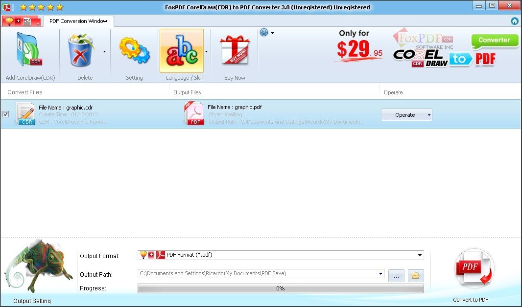 FoxPDF CorelDraw (CDR) to PDF Converter latest version