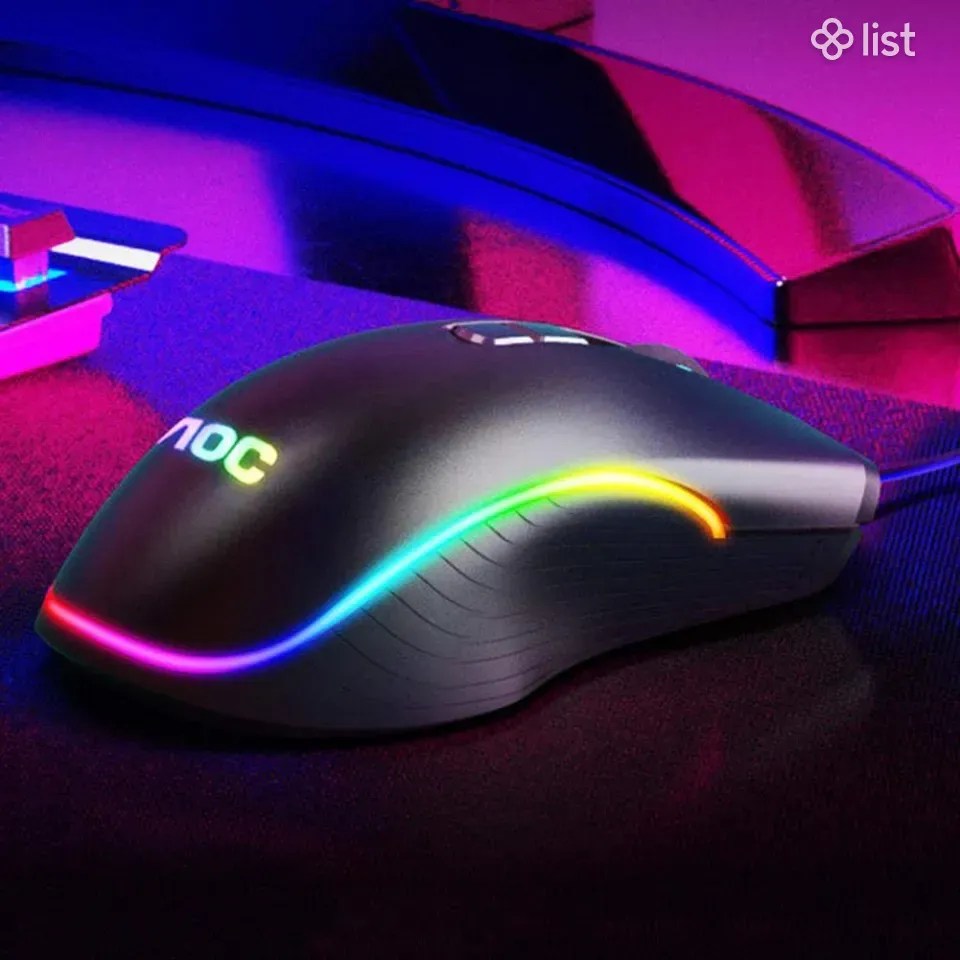 GAMING Mouse ORIGINAL AOC GM100 Wired 6 Keys 2400DPI Optical RGB Light