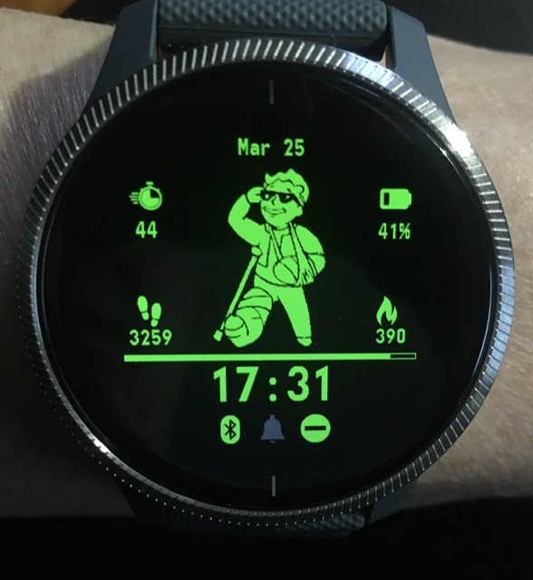 Pip Boy move bar on Garmin watch face MLTSHP