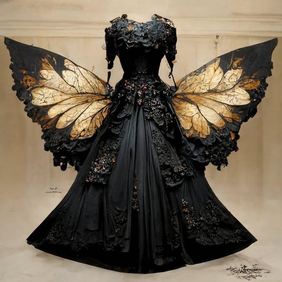 butterfly dress, by koo_no_yakata with Midjourney MLTSHP