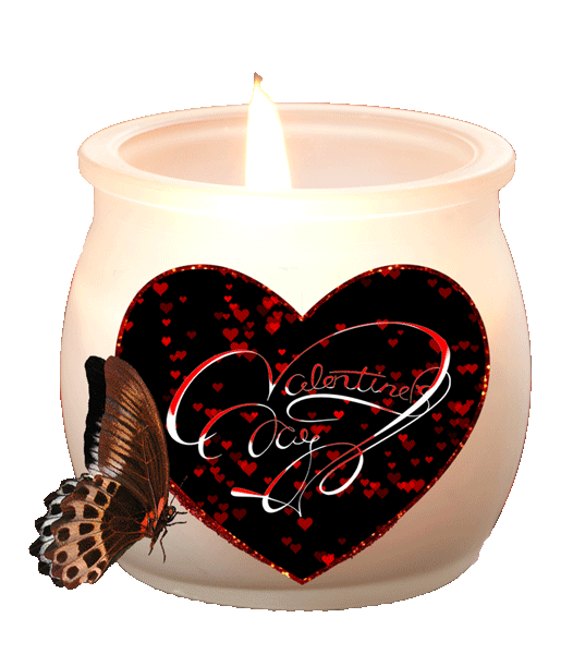 Valentine's Day Candle, Heart and Butterfly Valentine's Day