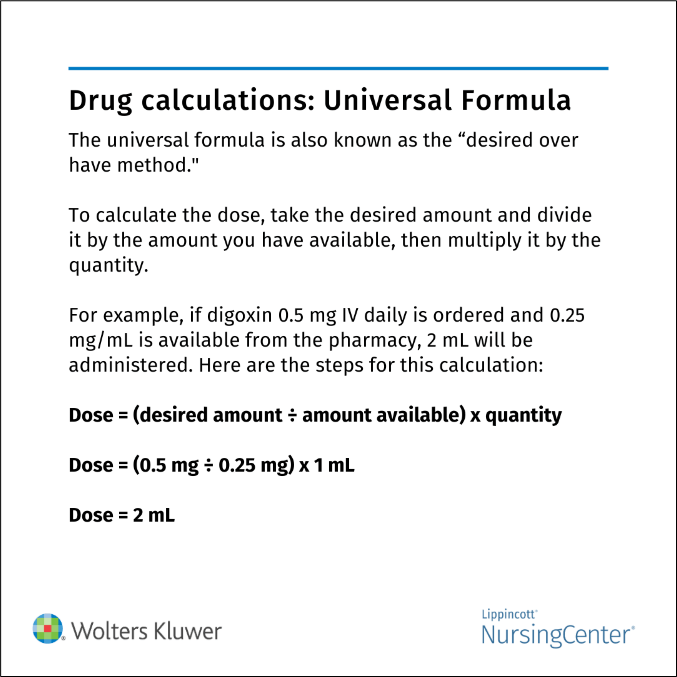 Common Formula Calculations for Medications and IV Infusions
