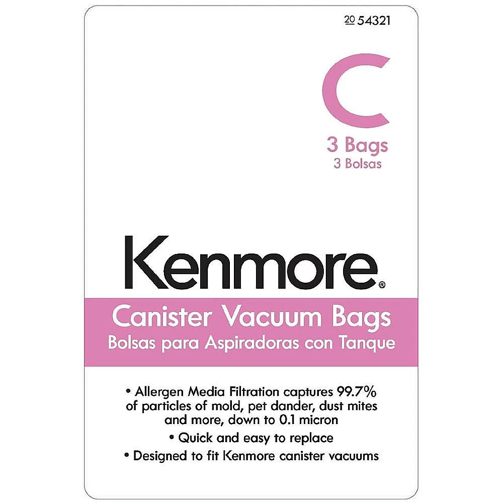 Kenmore 54321 Kenmore Vacuum Bag, Type C, 3pack Genuine Original
