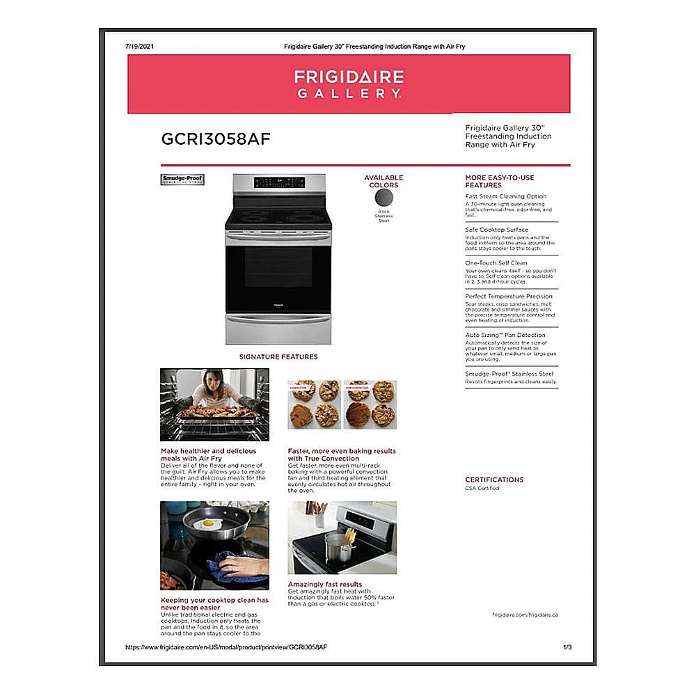 Cooktop Features Sheet GCRI3058AF parts | Sears PartsDirect