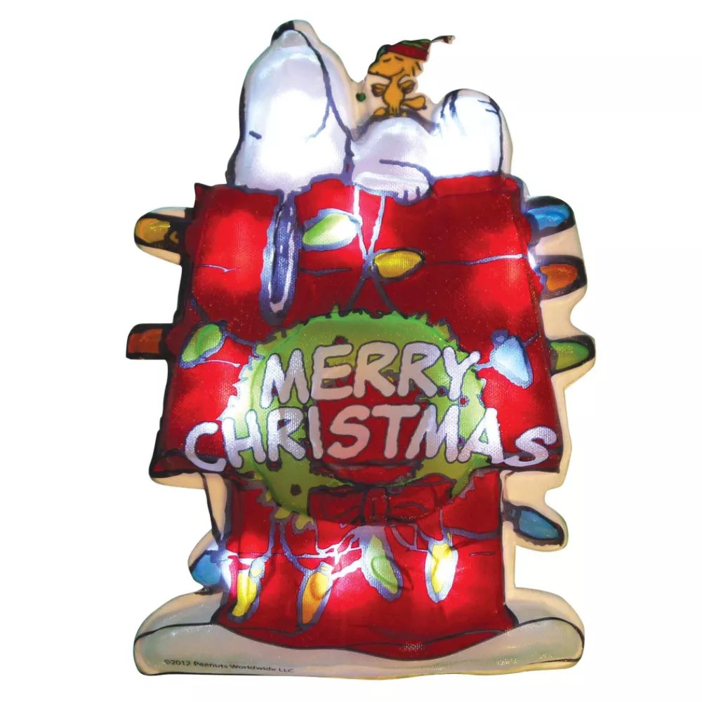 Peanuts 12in Lighted Snoopy on Doghouse Christmas Window Decoration