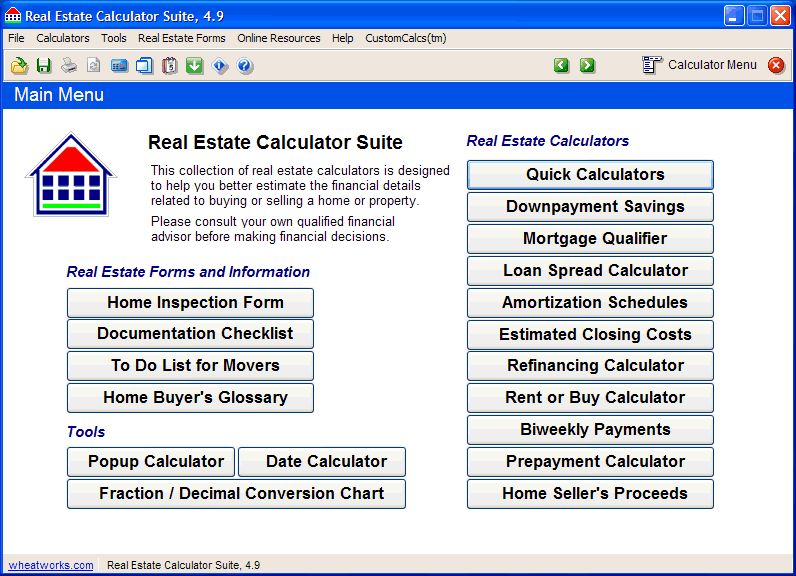 Real Estate Calculator Suite download for free SoftDeluxe