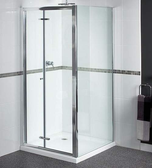 Shower Enclosure With BiFold Door. 800x800, (Square). Aqualux Shine AX