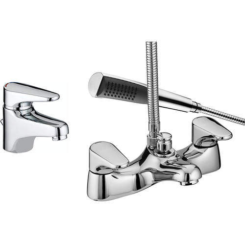 Basin & Bath Shower Mixer Tap Pack (Chrome). Bristan Jute BJUTEBB