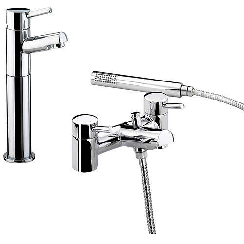Tall Basin & Bath Shower Mixer Tap Pack (Chrome). Bristan Prism BPRISMFF