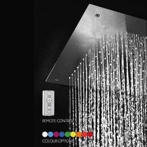 Ceiling Mounted Square LED Shower Head 380x380mm. Crosswater