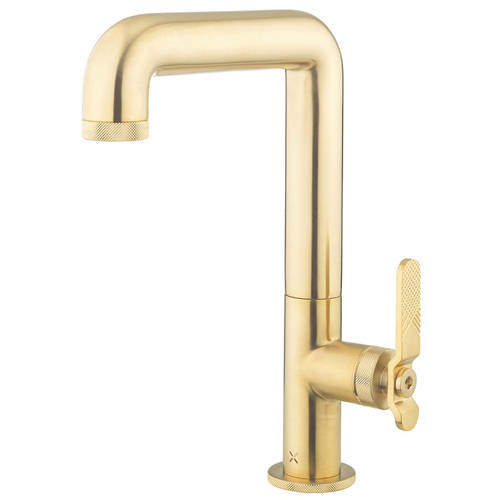 Tall Basin Mixer Tap With Lever Handle (Brushed Brass). Crosswater