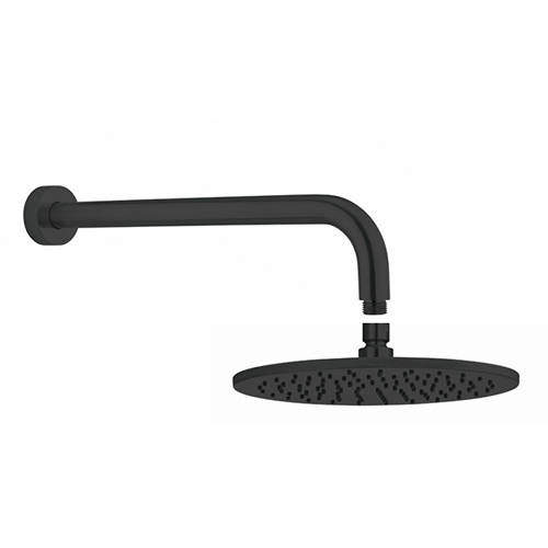 Round Shower Head & Wall Mounting Arm (Matt Black). Crosswater UNION CW