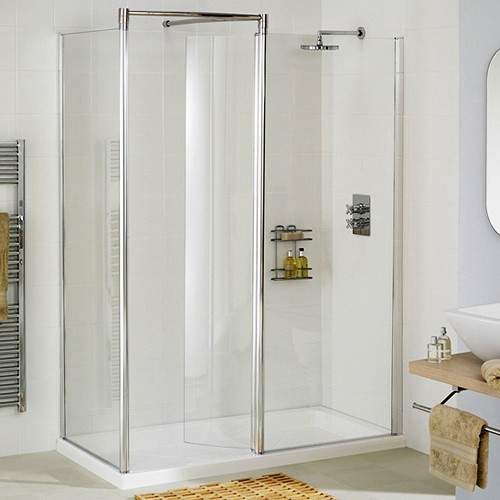 Left Hand 1200x900 Walk In Shower Enclosure & Tray (Silver). Lakes