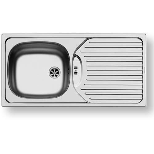 Kitchen Sink & Waste. 860x435mm (Reversible, 1 Tap Hole). Pyramis PY
