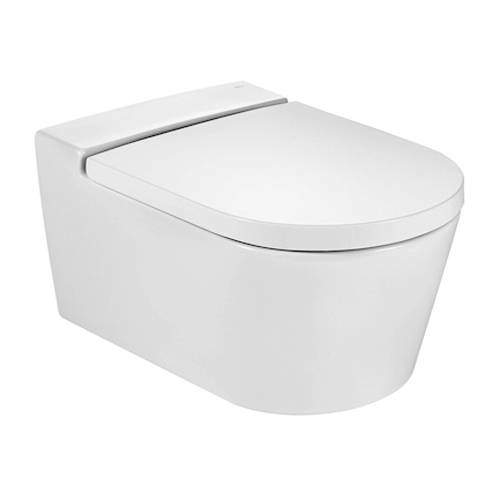 Inspira Round Rimless Wall Hung Toilet Pan & Seat. Roca Toilets ROCA
