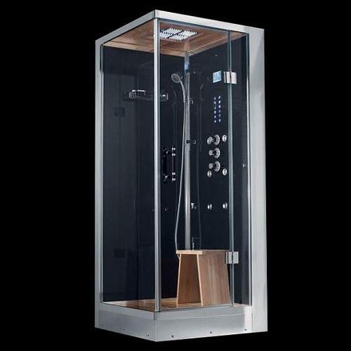 Hydra SRADS64WRR Square Steam Shower Enclosure (Black, Teak, Right