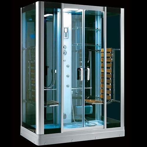 Hydra SRWAB703 Rectangular Steam Shower Pod With Therapy Lighting. 1600x900mm. Taps and Showers