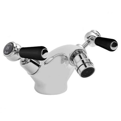 Bidet Mixer Tap With Lever Handles (Black & Chrome). Hudson Reed Topaz