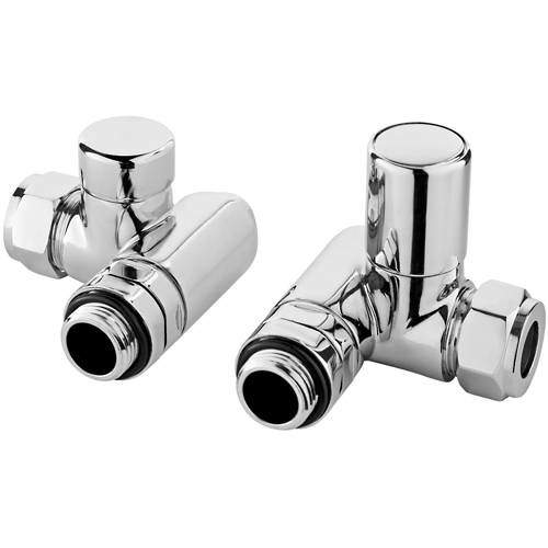 Corner Dual Fuel Radiator Valves Pack (Pair, Chrome). Towel Rails UHT309