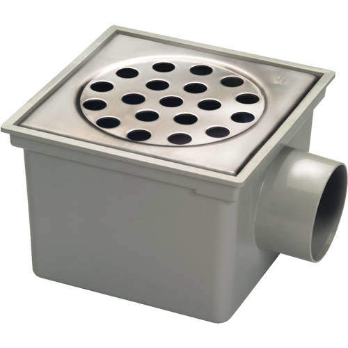 ABS Drain 200x200mm (Brushed Stainless Steel Grate). VDB Bucket Drains
