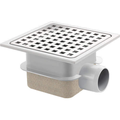 ABS Plastic Shower Drain 150x150mm (Steel Grate). VDB Shower Drains VDB619