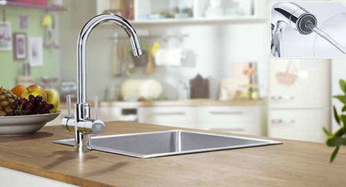 Talori 3 In 1 Filter Kitchen Tap With LED Lights (Chrome). Brita Filter