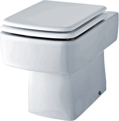 Bliss Square Back To Wall Toilet Pan With Seat. Crown Ceramics PRCBL006