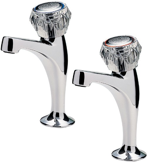 Capri High Neck Kitchen Taps With Clear Heads (Chrome). Tre Mercati