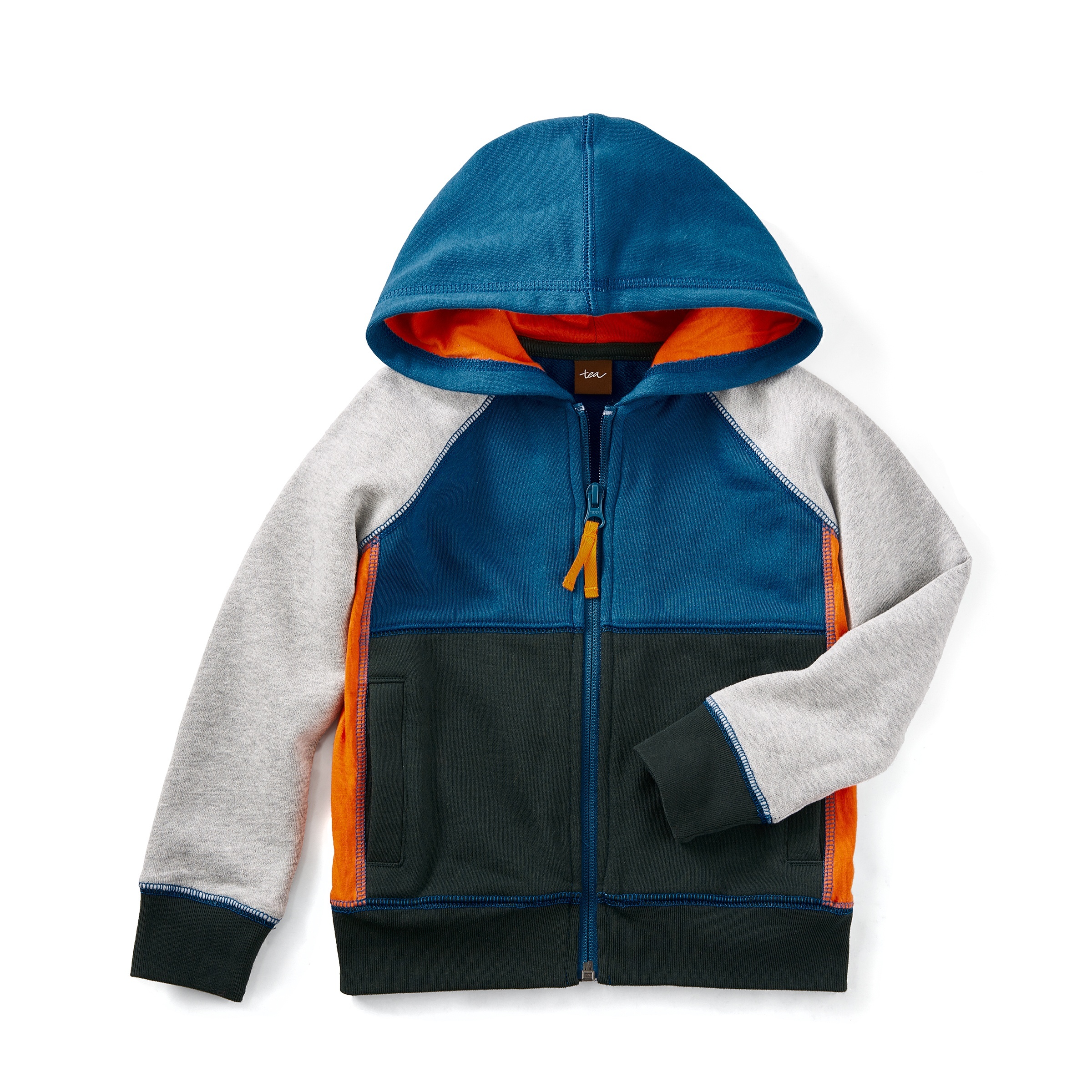 Colorblock Zip Hoodie Tea Collection