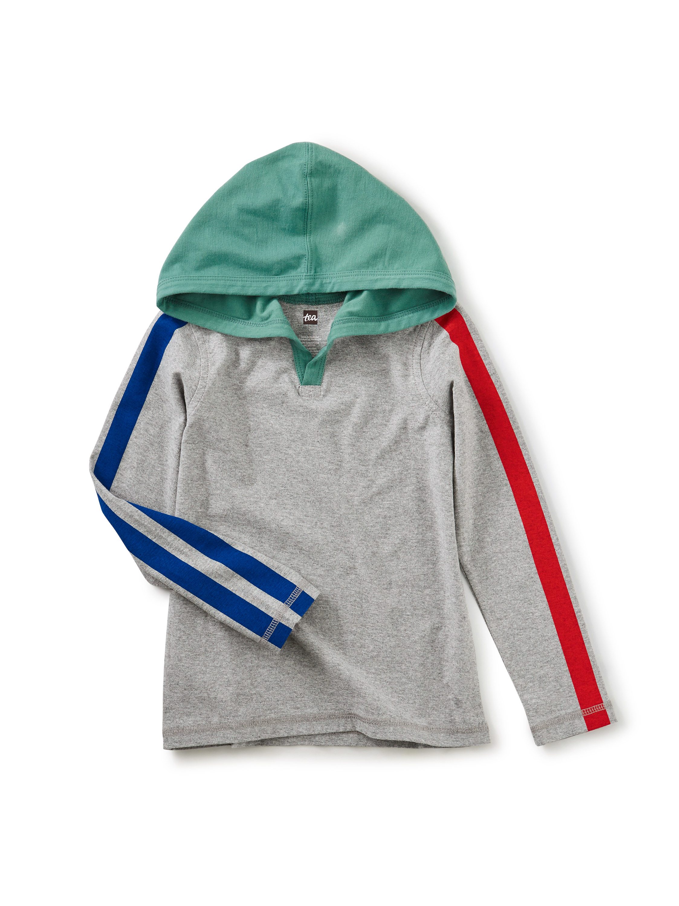 Sleeve Stripe Happy Hoodie Tea Collection