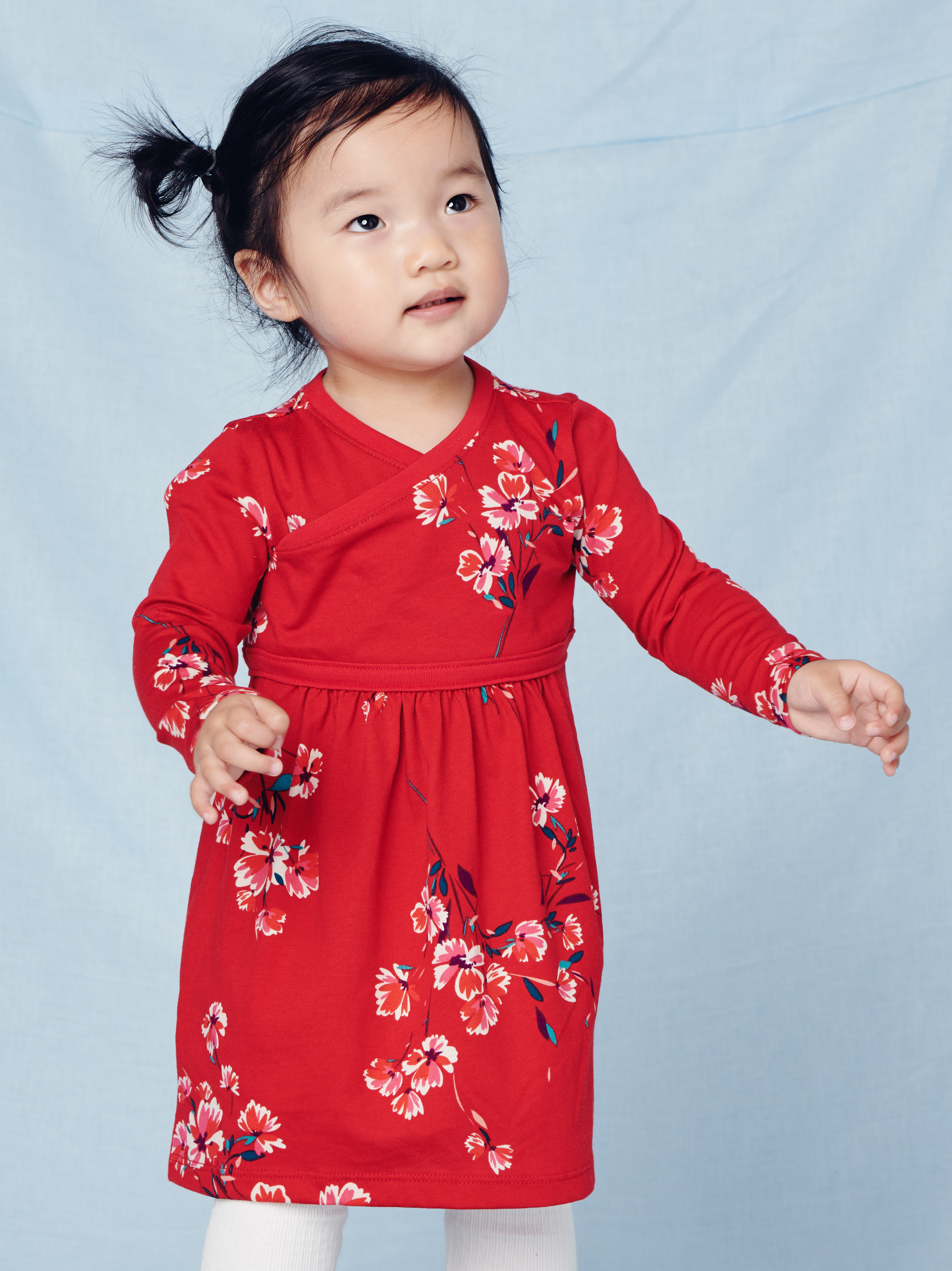 Floral Wrap Neck Baby Dress Tea Collection