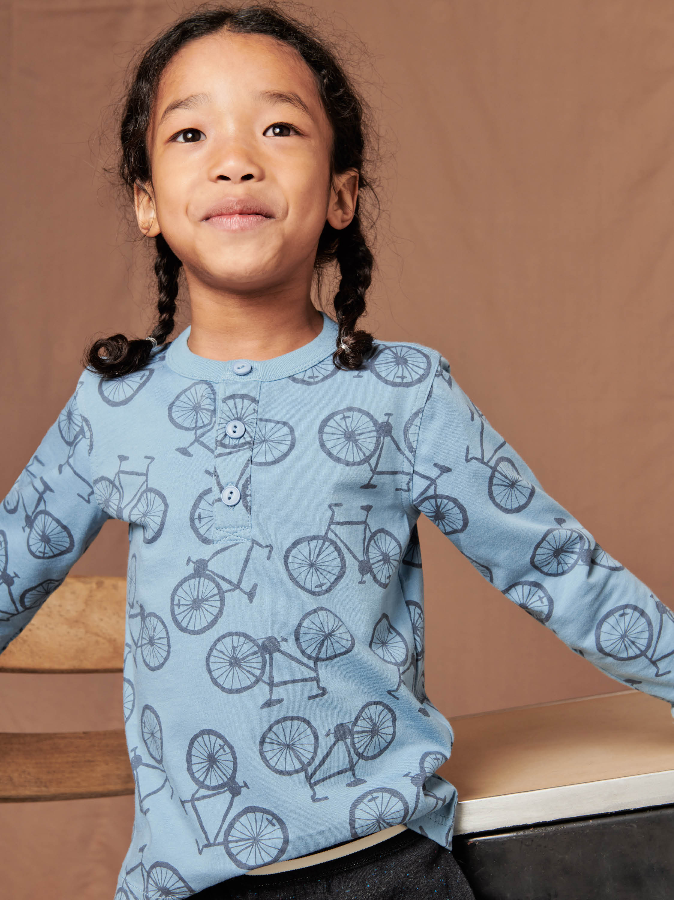 Long Sleeve Henley Top Tea Collection