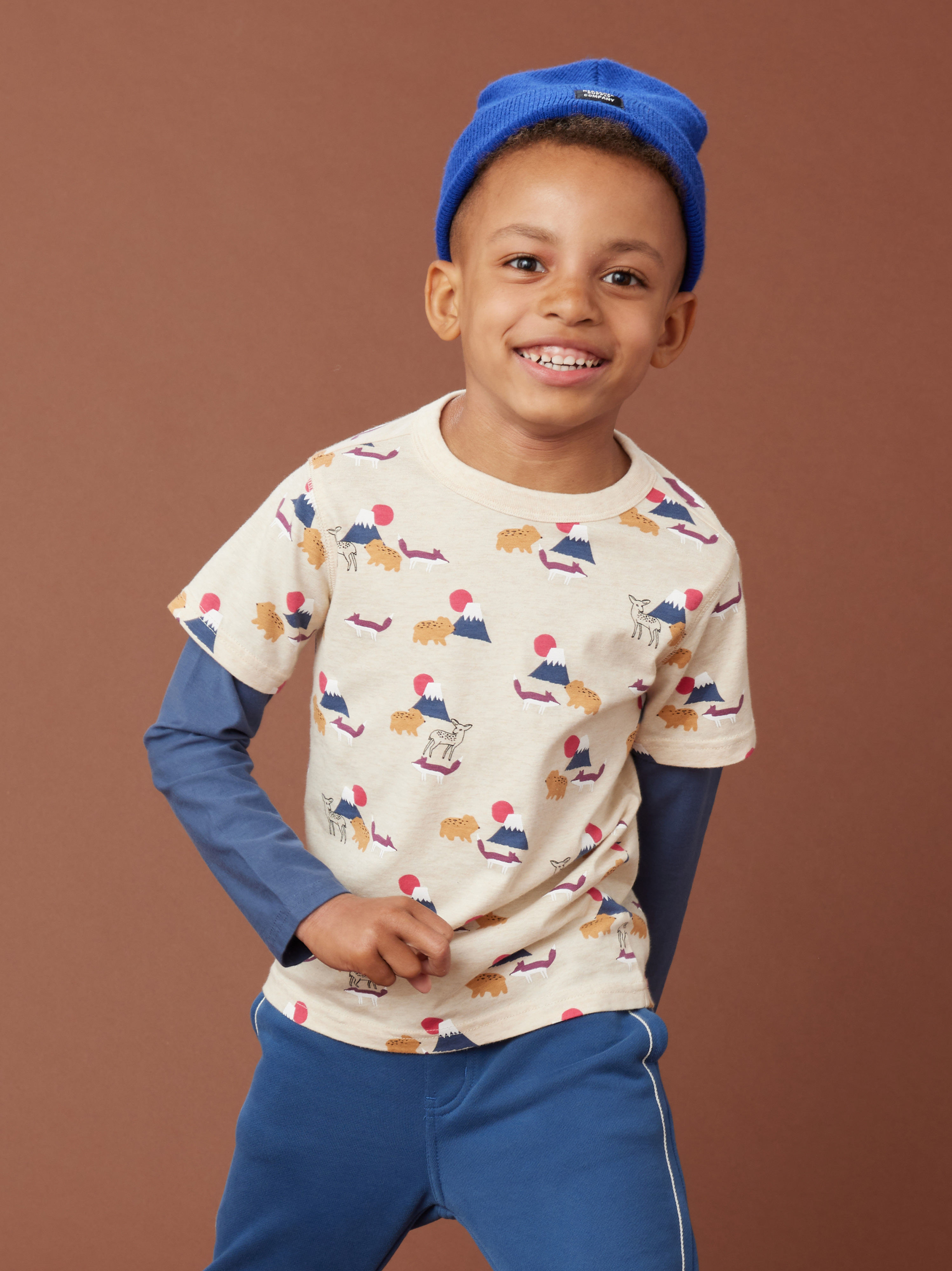 Mt Fuji Layered Sleeve Tee Tea Collection