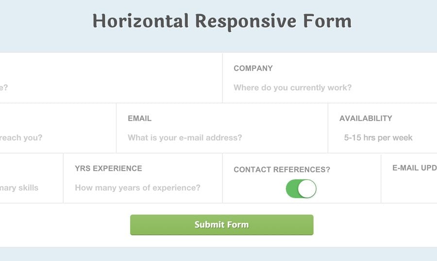 Responsive CSS3 Horizontal ApplicationStyle Form Fields