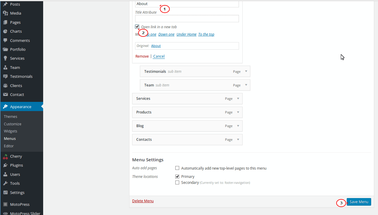 WordPress. How to make specific menu open in a new tab Template