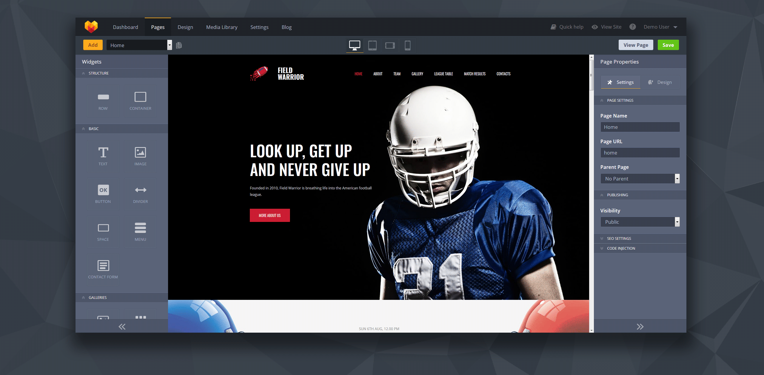 Field Warrior American Football Premium Moto CMS 3 Template