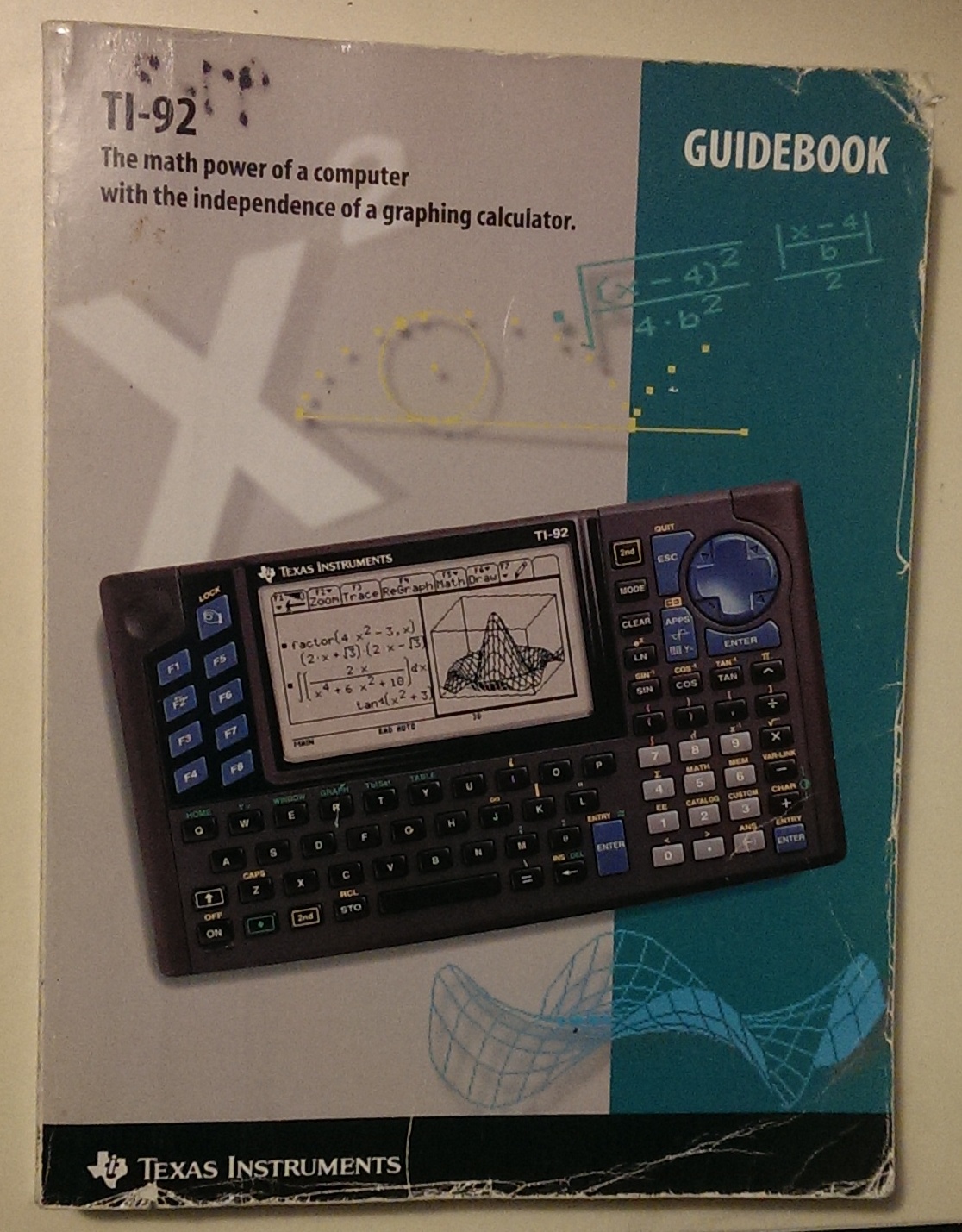 Texas Instruments TI92 Calculator Guidebook Manual