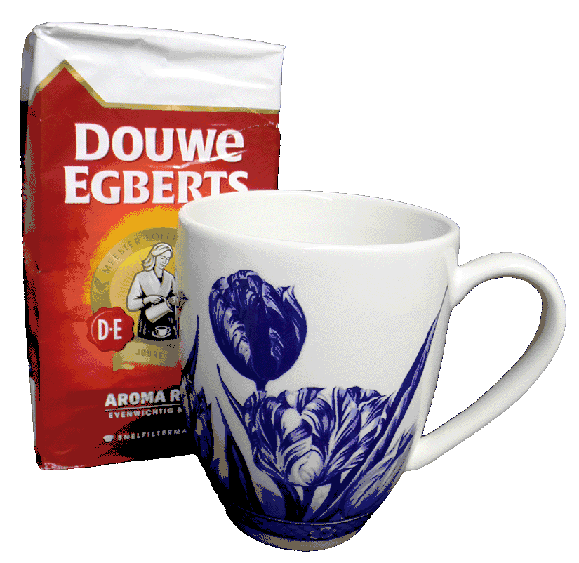 Blue and White Delft Tulip Mug and Douwe Egberts Coffee Any Occasion
