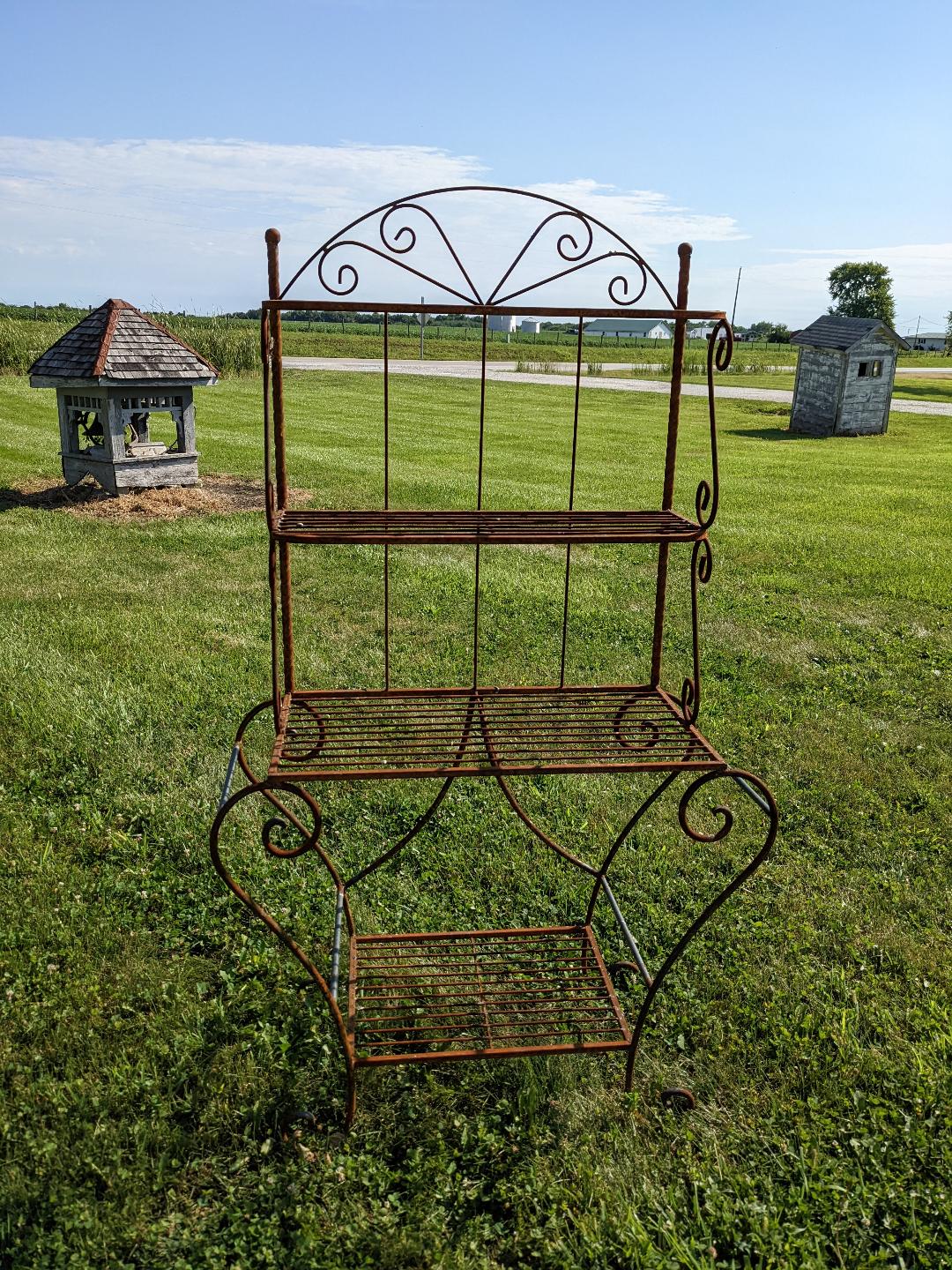Large Heavy Duty Wrought Iron Rustic Shelving Bakers Rack