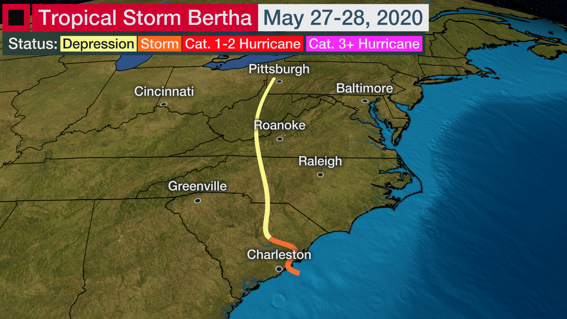 Tropical Storm Bertha, A Quick Developing System Near Charleston, South