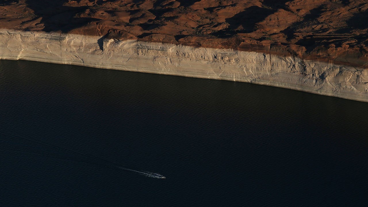 Lake Powell's Water Levels Keep Dropping, Making 'Bathtub Ring' Larger