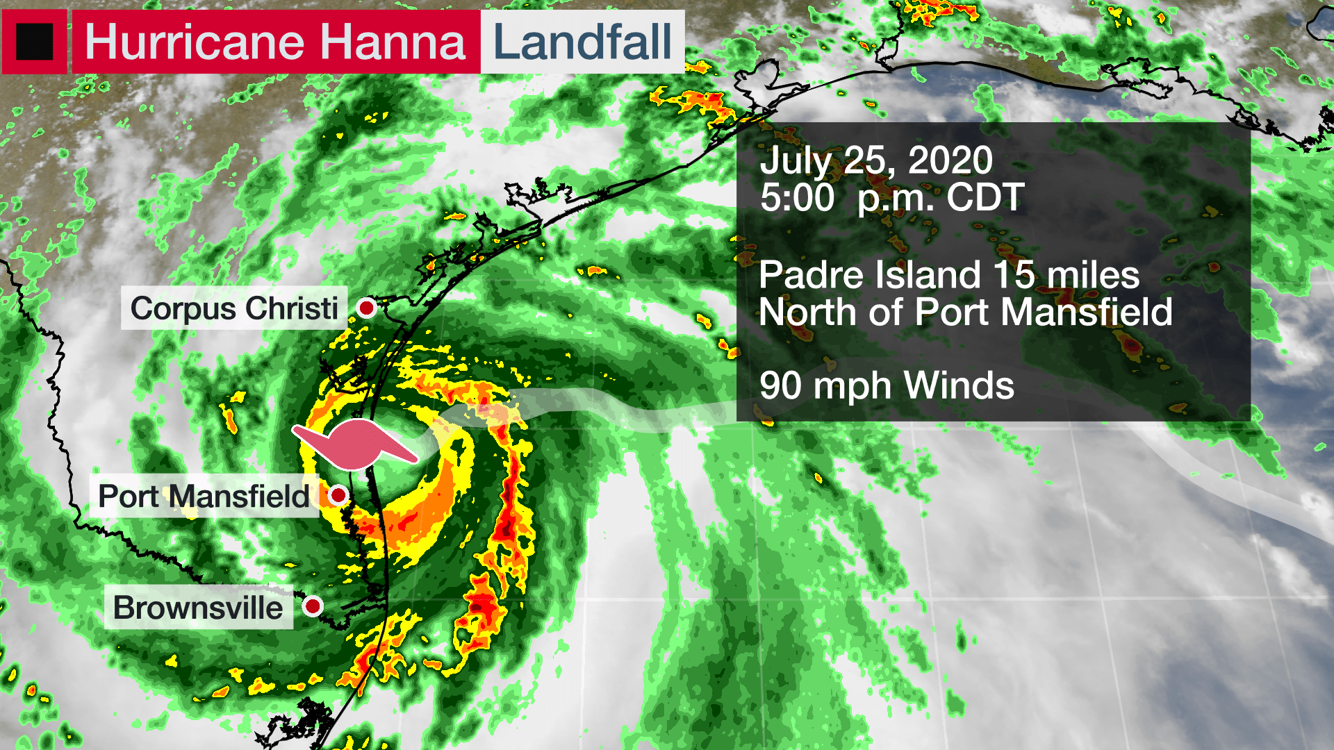 Hurricane Hanna Makes Landfall on Padre Island, Texas; Flooding