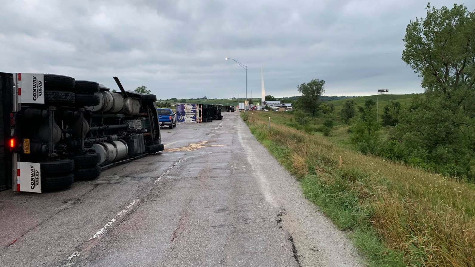 Tornadoes Cause Damage in Iowa; Semitrailers Blown Over on Interstate
