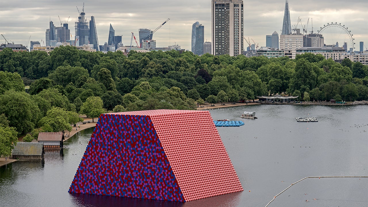 Environmental Artist Christo Creates Massive Oil Barrel Pyramid in